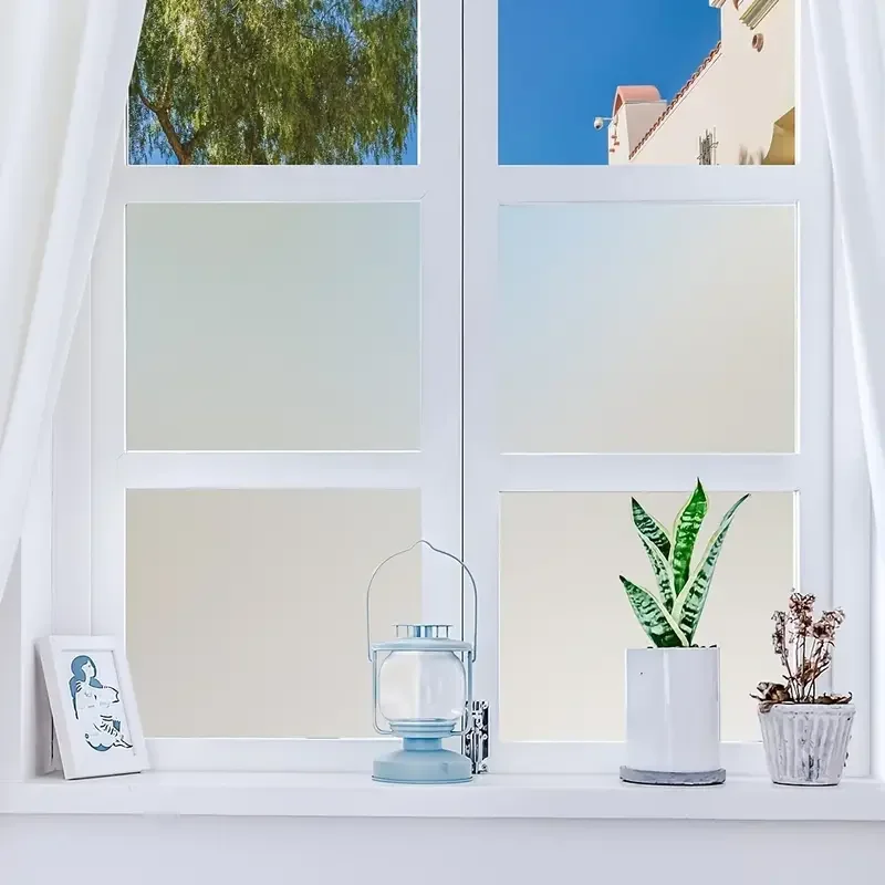 45cm Frosted Glass Window Stickers Static Cling Film Sun Blocking Opaque Covering Decals for Bathroom Decor Privacy Protection