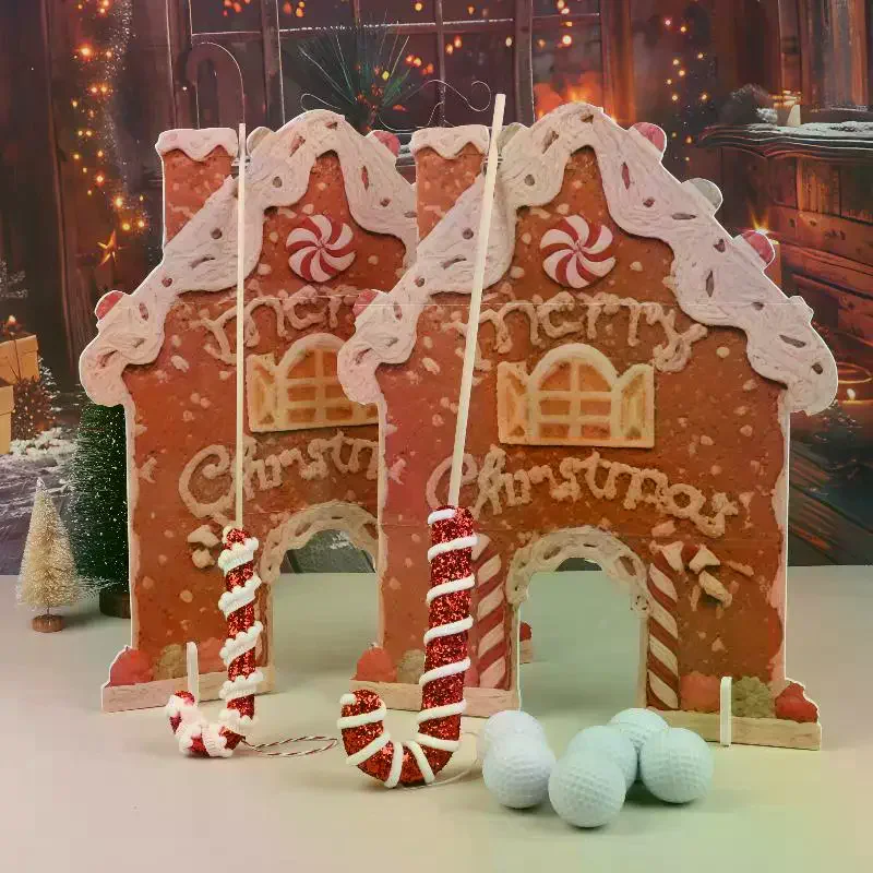 Мини-пряничный игровой набор для гольфа, забавная деревянная рождественская игрушка, мини-праздничный домашний гольф с праздничными препятствиями, игра для семейной вечеринки