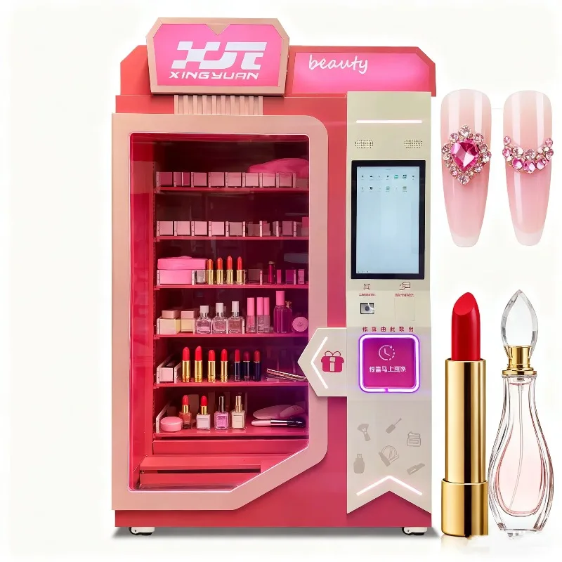 Popular Beauty Vendor Machine Touch Screen Hair Eyelash Cosmetics Makeup Skincare Vending Machine With Beautiful Sticker