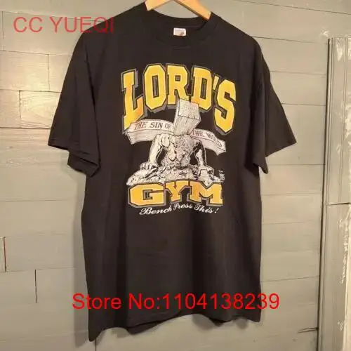 Vintage Lords Gym Black His Pain Your Gain Size XL Double Sided Tshirt 90s