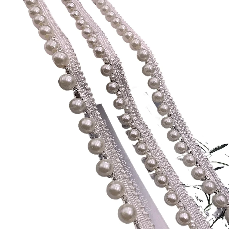 10yards/Lot 10mm Beads White Pearl Beaded Lace Trim Sewing Pearl Lace DIY Collar Sewing Garment Materials Crafts Decoration