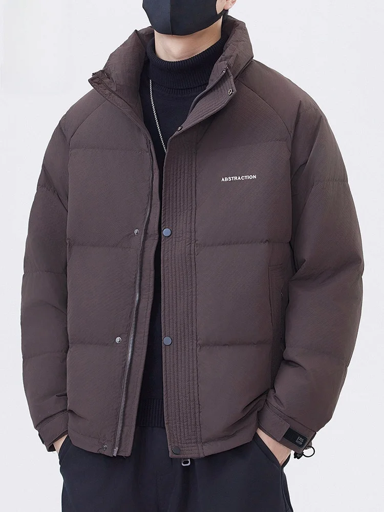 

Мужская утепленная пуховая куртка с воротником-стойкой, теплая, морозостойкая, зимняя, повседневная, молодежная, модная верхняя одежда