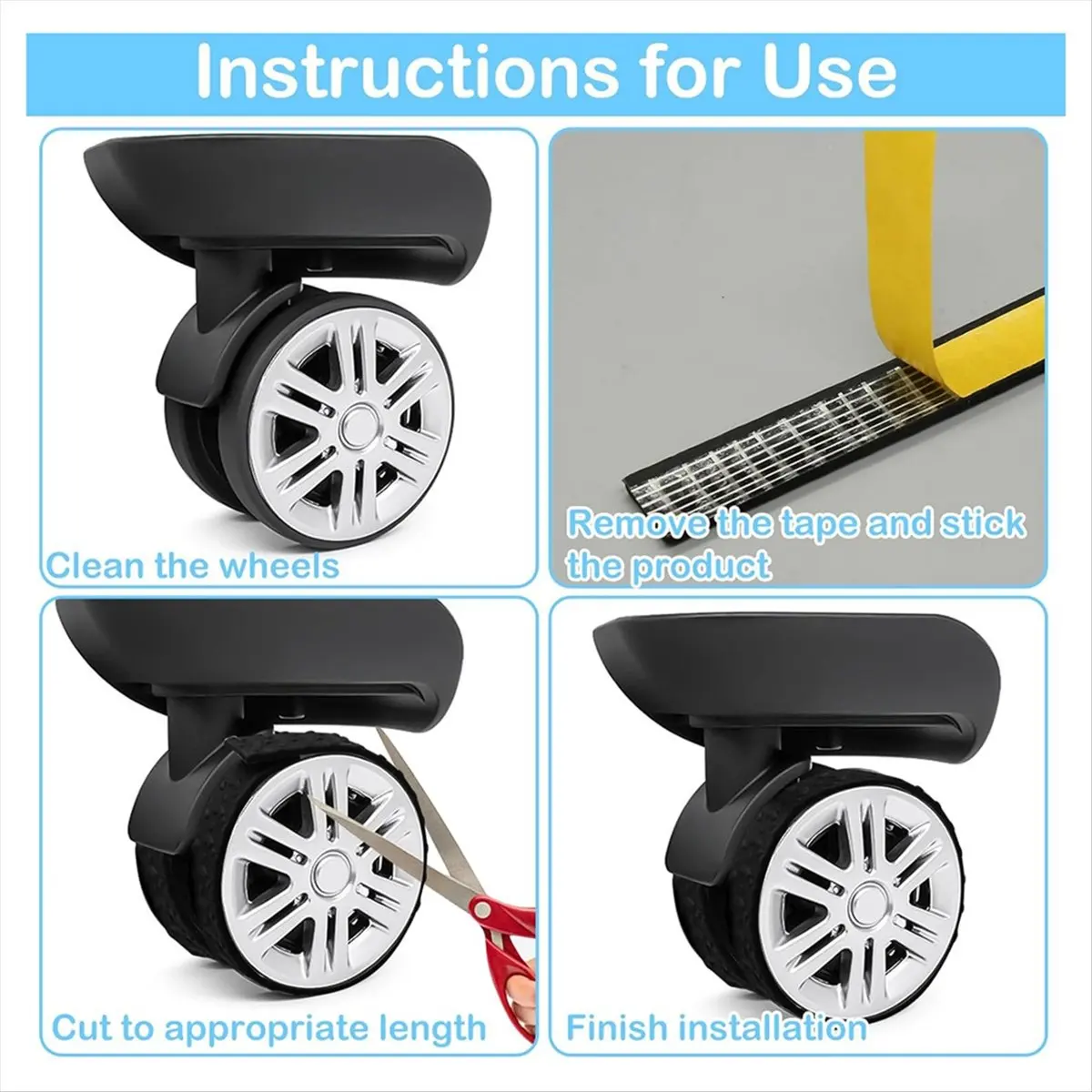 HITL 8Pcs Luggage Wheel Covers, Silicone Luggage Cover Protector Suitcase Wheel Covers, Silent Protection Luggage Compartment