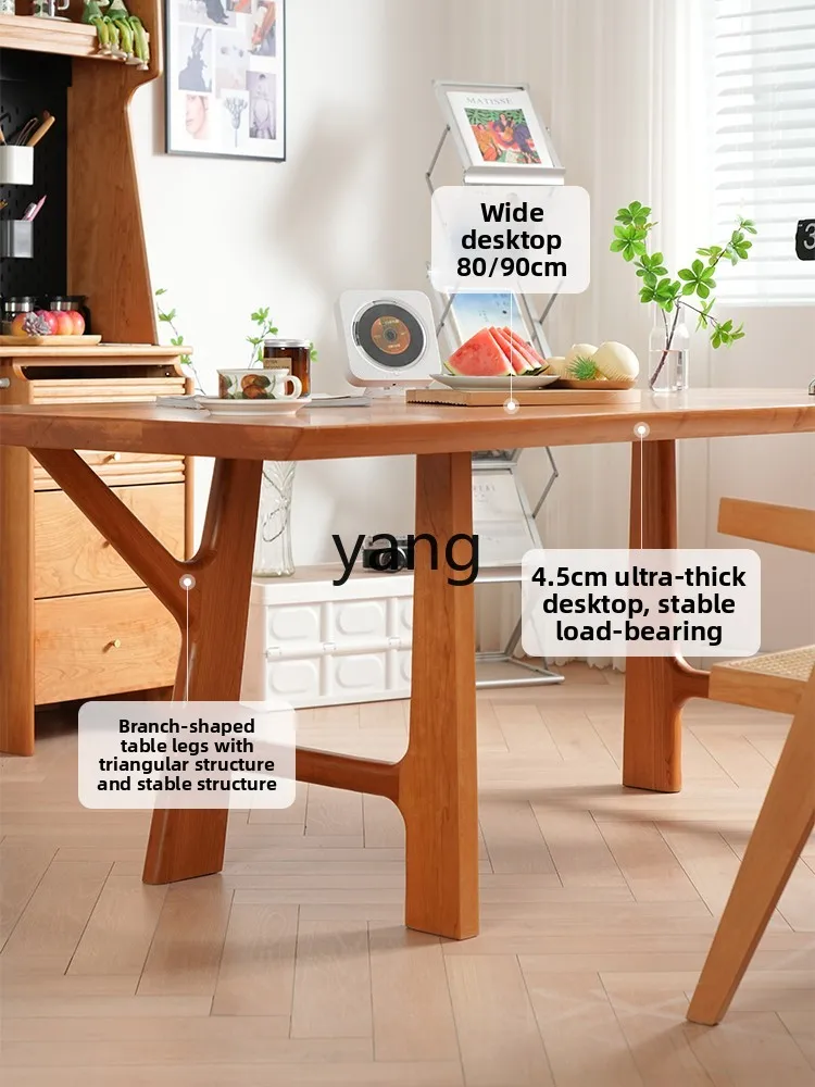 LMM solid wood large board table Nordic cherry wood log Japanese style desk long table super thick workbench