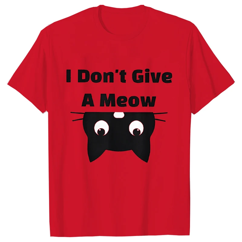 I Don'T Give A Meow Black Cat T-shirts Women Oversized Clothing Short Sleeve Tees Sweatshirt Fashion Tops Comfortable Blouses