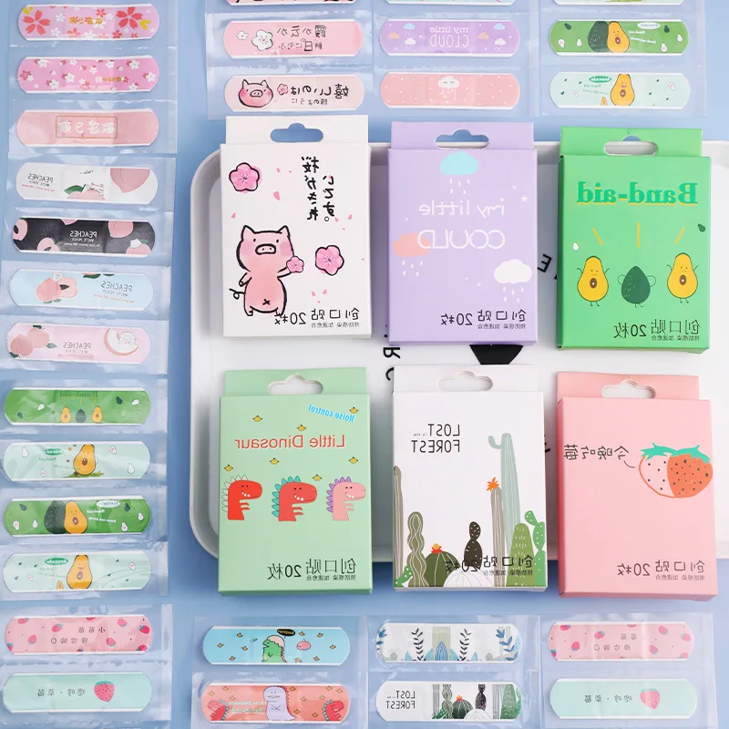 20pcs/box Cartoon Animal Flowers Band Aid Portable Wound Patch Plaster for Children Kids Strips Adhesive Bandages