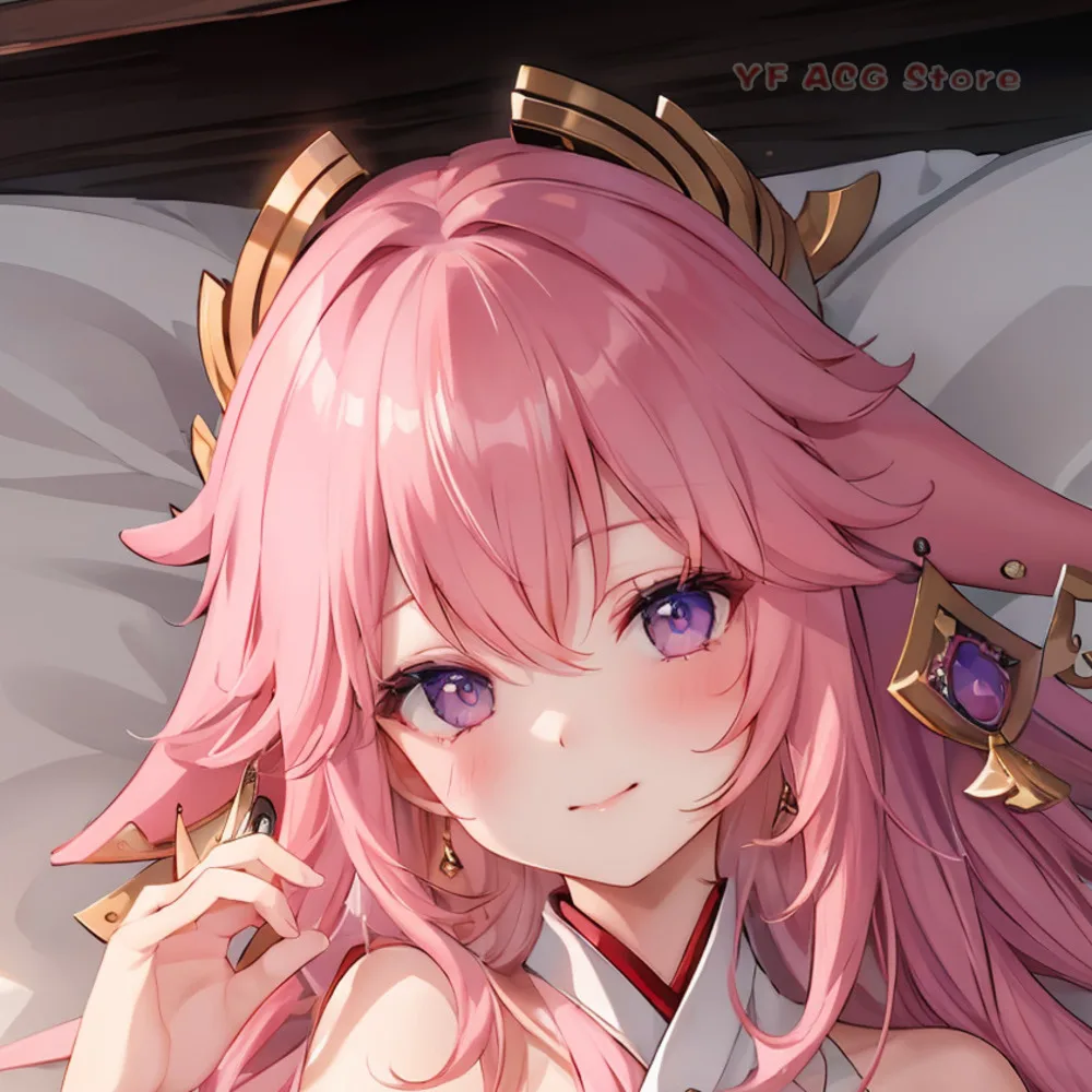 

Genshin Impact Yae Miko Otaku Dakimakura Cover Double Sided Print Soft Pillow Case Warm Home Decor Gift For Game Fans
