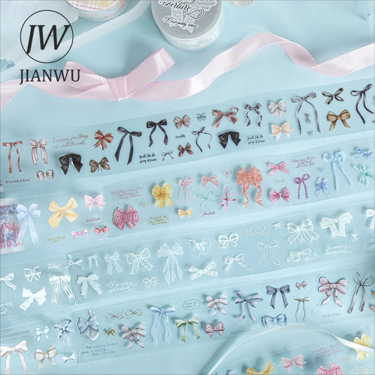 JIANWU Ruban Adhésif PET 30mm*200cm, Motif Nœud Papillon Vintage en Dentelle, pour Collage Paysager, Scrapbooking, Créations DIY et Papeterie Journal