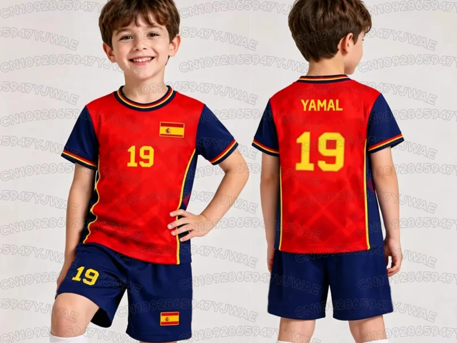 2026 Spezial NO.19 YAMAL Fußballtrikot T-Shirt Shorts Set Damen Herren Spanien Fans T-Shirt und Shorts Sommer Kinder 2-teiliges Set Fan-Geschenk – Detail 7