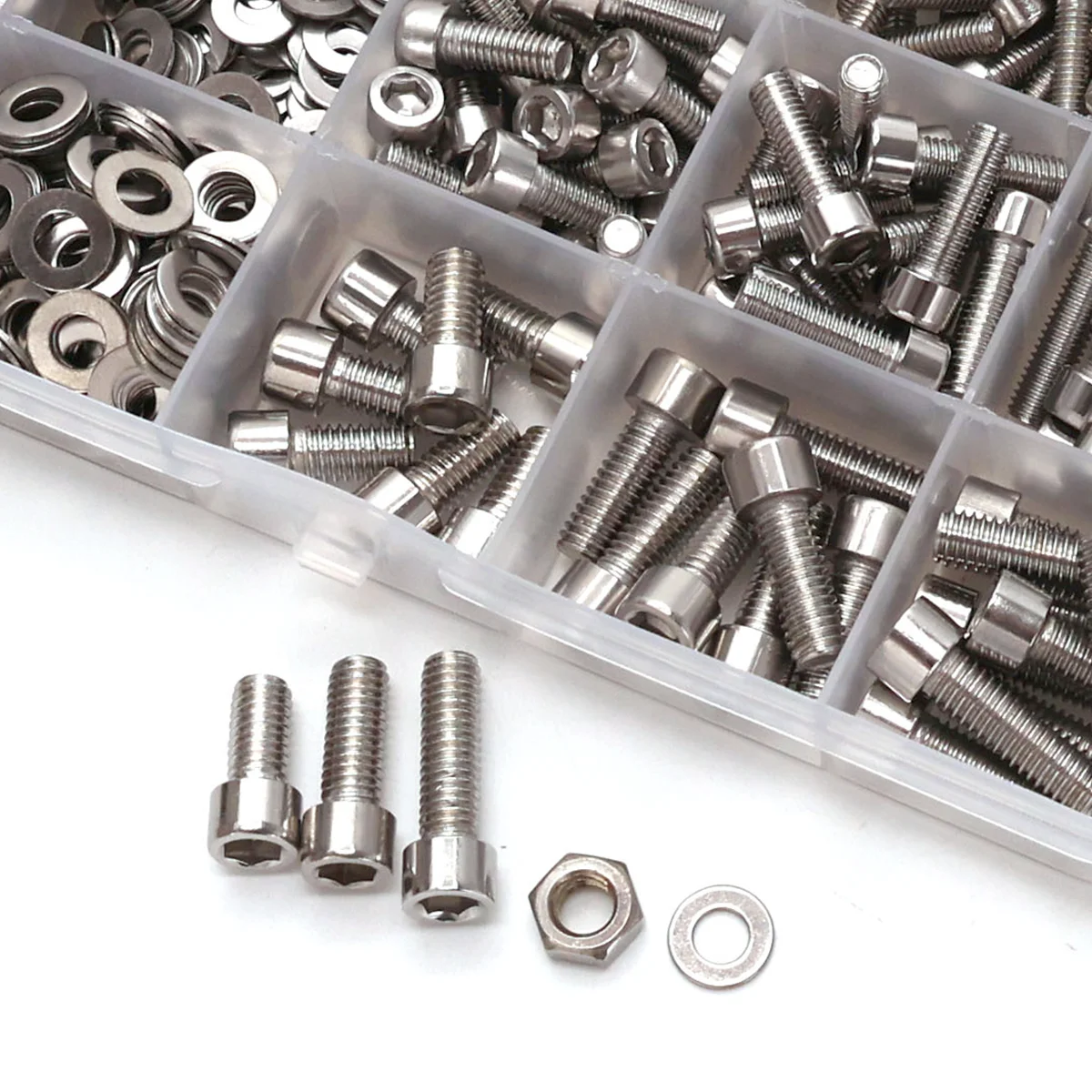 6-teiliges Kombinationsset mit Sechskantmutter und Bolzen aus Edelstahl – M3, M4, M5, M6 Sechskantköpfe – inklusive flacher Unterlegscheibenschlüssel – Detail 9
