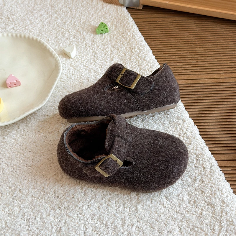 نسخة جديدة لعام 2025 أحذية أنيقة للأطفال أحذية قطنية صوفية خشنة للفتيات أحذية للأولاد بنعل ناعم متعددة الاستخدامات للأطفال #4