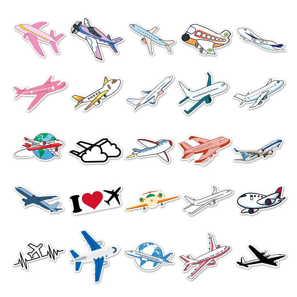 10/30/50PCS Funny Airplane Cartoon Stickers DIY Phone Laptop Luggage Skateboard Graffiti Decals Fun for Kid Gift