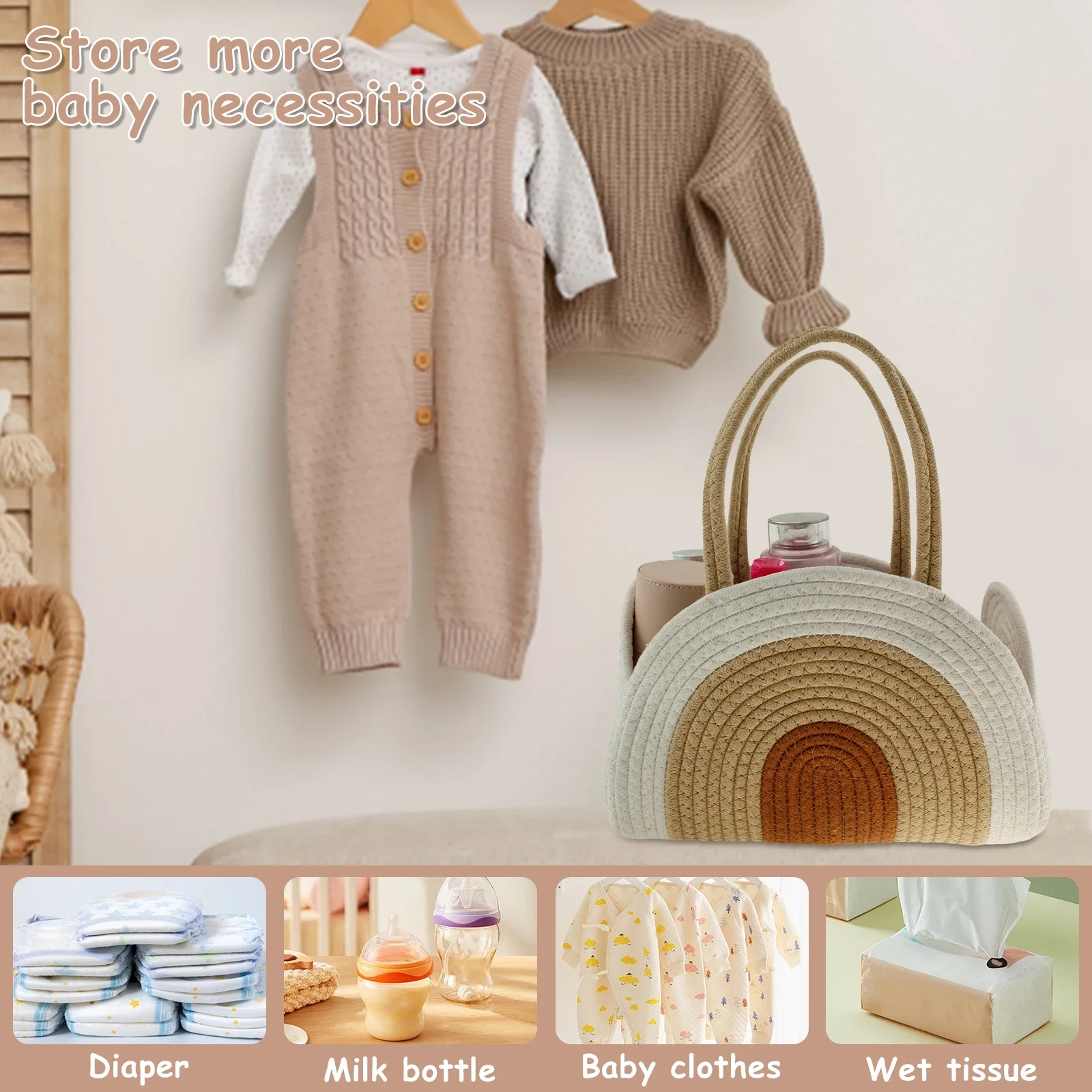 Baby Diaper Caddy Bag Portable Mommy Storage Tote Bag Large Capacity Baby Diaper Replacement Stroller Accessorie view 4