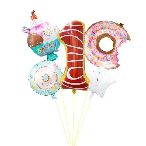 1set Birthday Party Decorations 32inch Candy Digital Foil Balloons 18inch Donut Helium Globos Baby Shower Sweat Ball Kids Toys