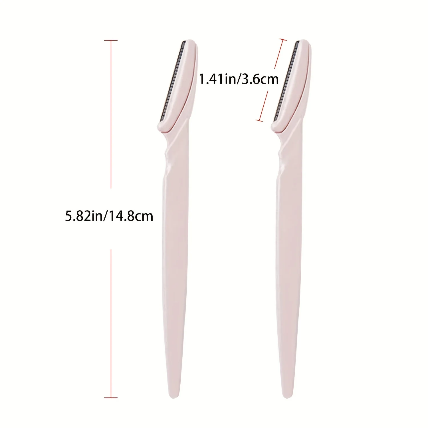 Pink Eyebrow Trimming Razor (Long), Eyebrow Razor Peach Fuzz Removal Kit, Stainless Steel Blade with Protective Cover, Facial Hair Removal Razor