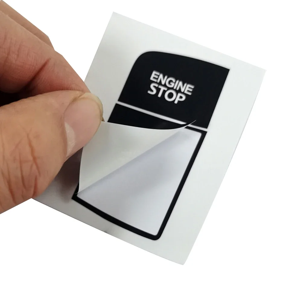 Riparazione pulsanti Decalcomania Riparazione interruttore di accensione Riparazione interni auto Lettering bianco Sovrapposizione nera Adesione fissa Vinile di alta qualità