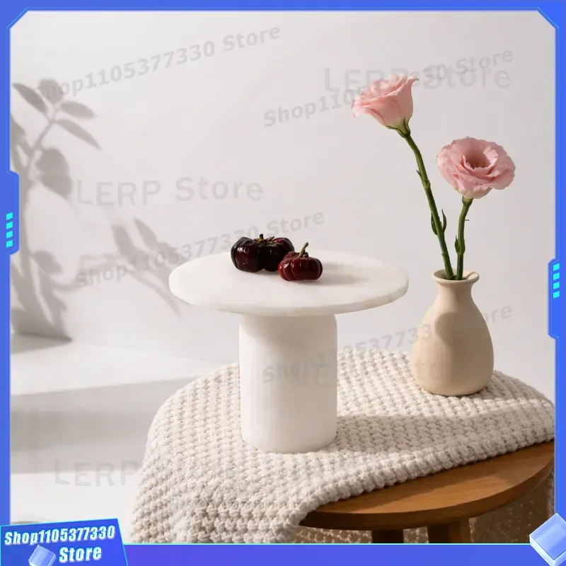 Modern New Chinese Style Natural Marble Tall Dried Fruit Snack Tray Creative Desktop Decoration Ornament For Living Room