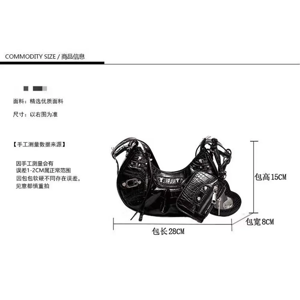 2026 New Fashionable And Trendy Motorcycle Bag Underarm Bag Rivet Tassel High-end Pleated Bag Single Shoulder Crossbody Bag