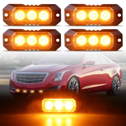 4 pz 3Led Strobe Spia Luce Stroboscopica Griglia Lampeggiante Lightbar Per Camion Fuoristrada Faro Lampada Ambra Semaforo 12-24 V