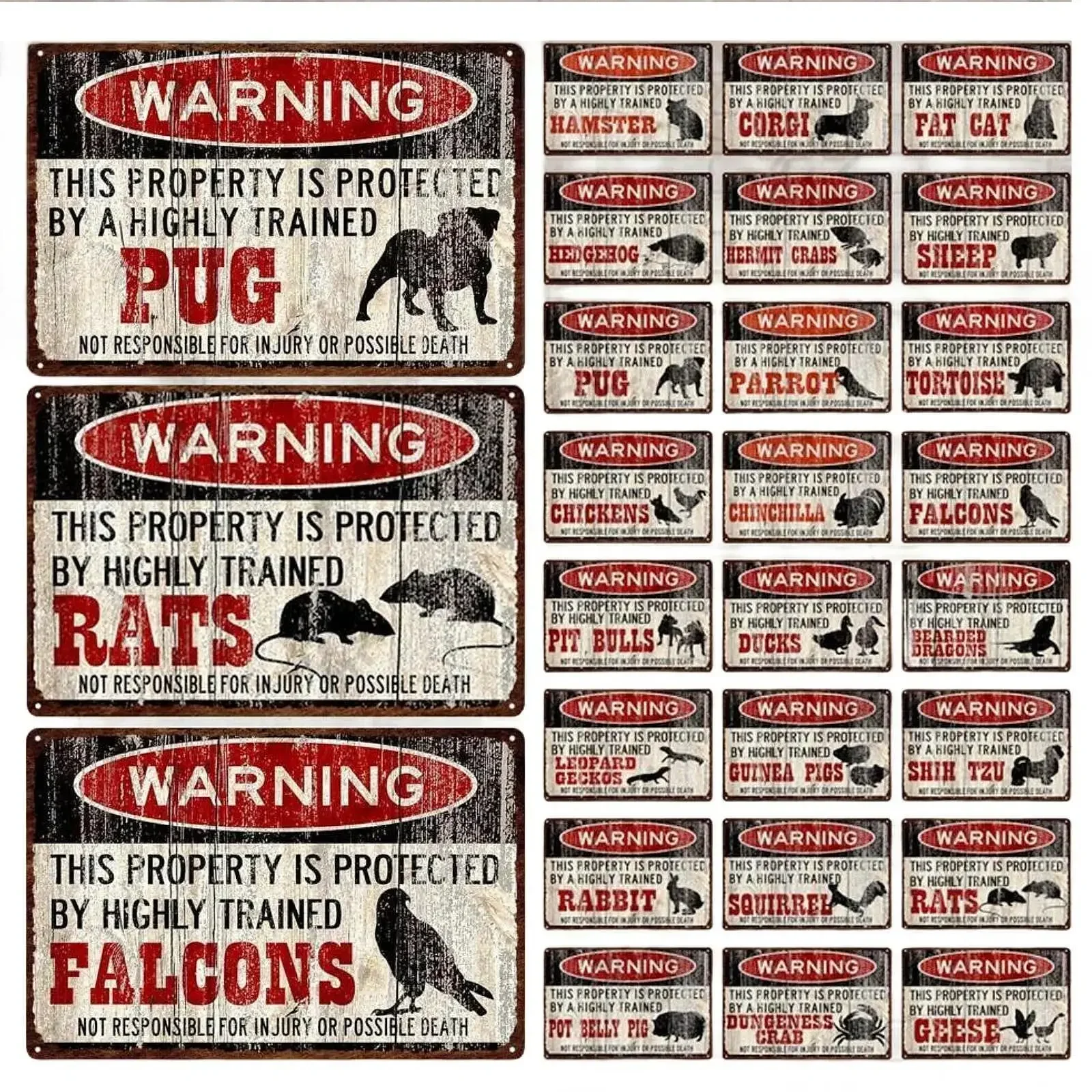 Fat Cat Warning Metal Sign Vintage Wall Stickers Animals Metal Tin Sign Retro Metal Plate Man Cave Outdoor Attention Plaque Sign