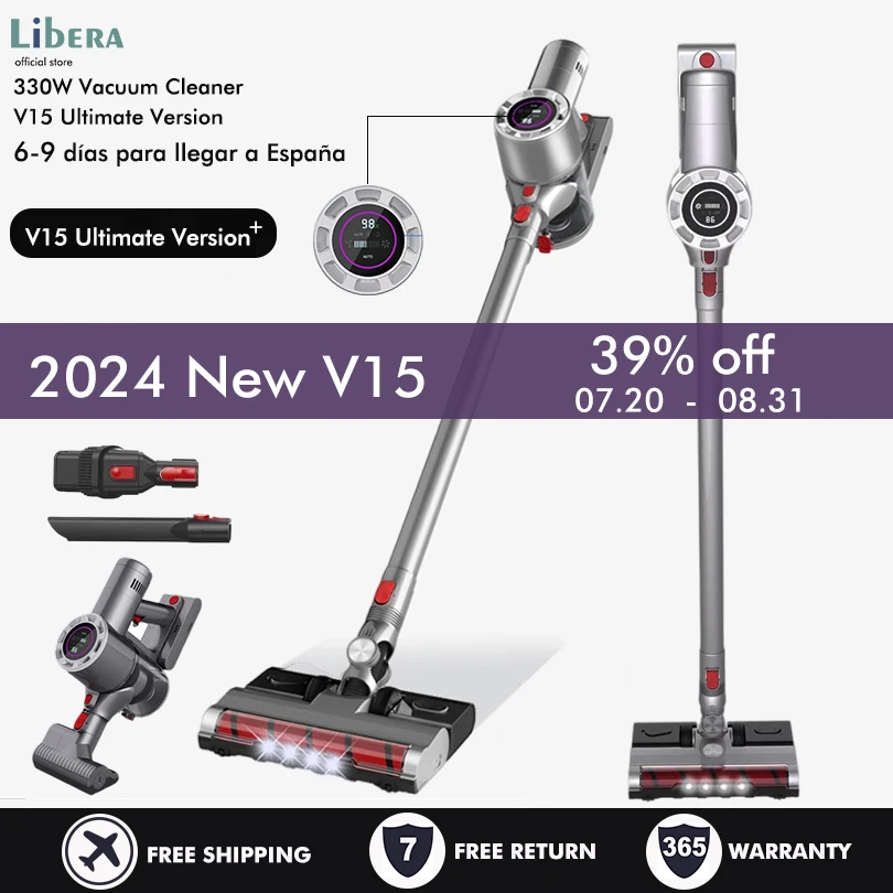 V15 Wireless Handheld Vacuum Cleaner 28kPa 330W Power Vertical Clean LED Electric Vacuum Cleaner Water Sweeper Mopping Machine