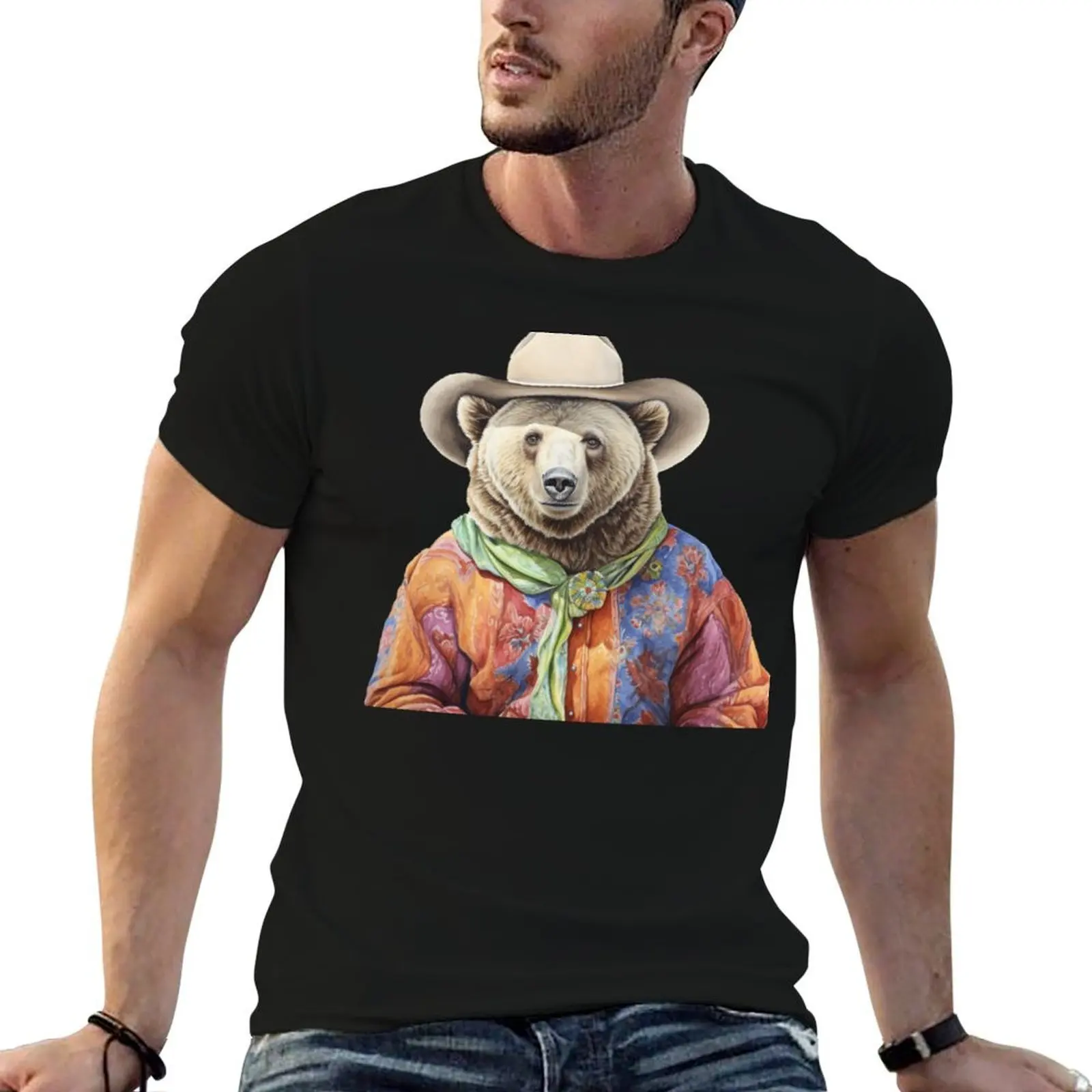 

Cowboy Bear T-Shirt t shirt personalised t shirts for man slim fit man t shirts cotton T-shirt