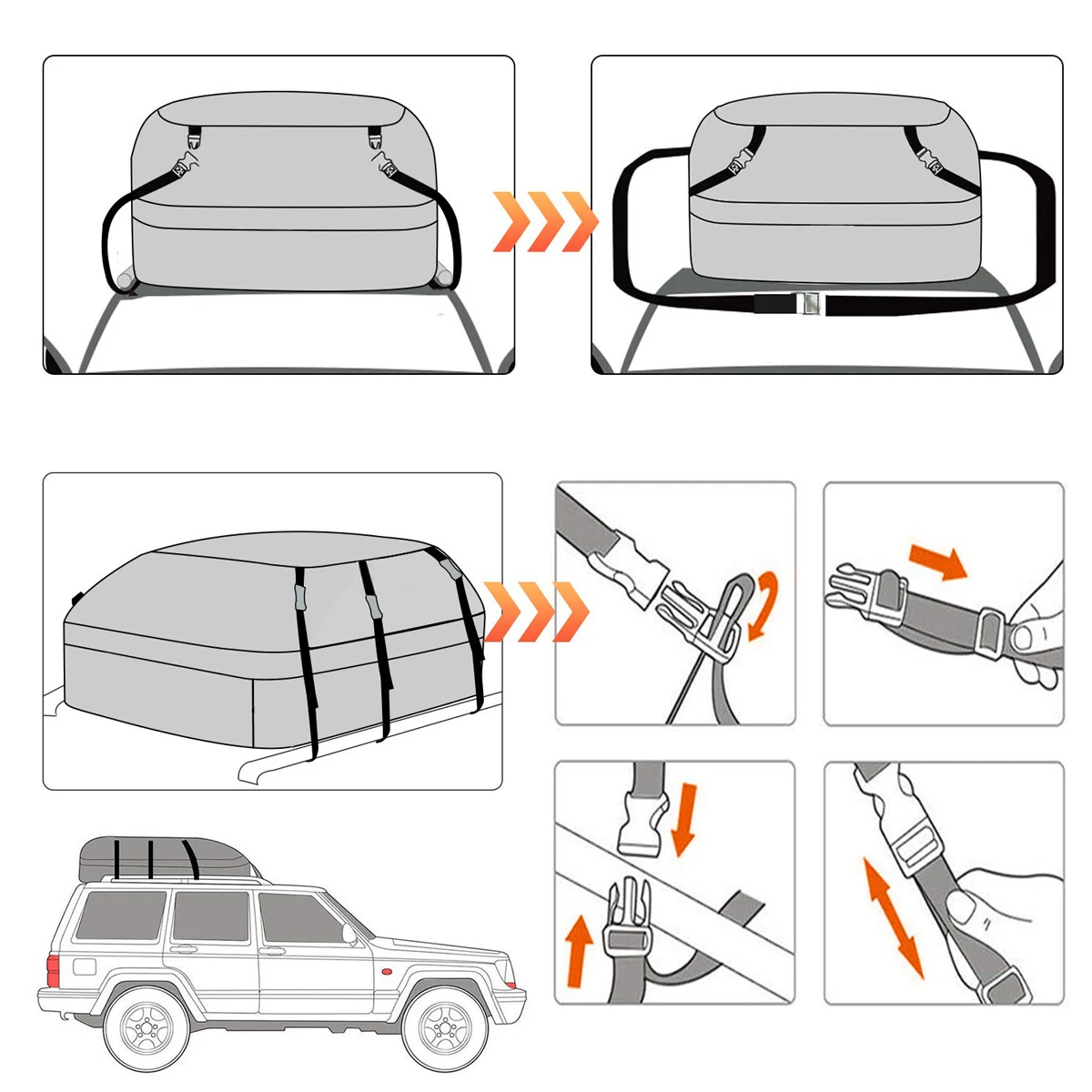 145*80*45cm Car Cargo Roof Bag Waterproof Auto Rooftop Luggage Carrier Storage Bag 600D Oxford Car SUV Van Foldable Roofs Bags