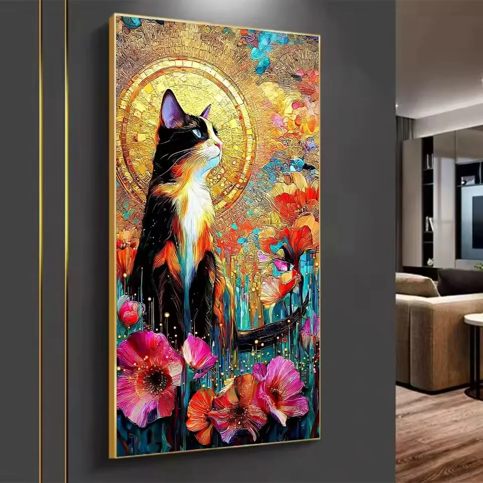 Abstract Art Diamond Painting Set Cool Cat Animal Landscape Diamond Mosaic 5D DIY Full Square Round Rhinestone Cross-Stitch