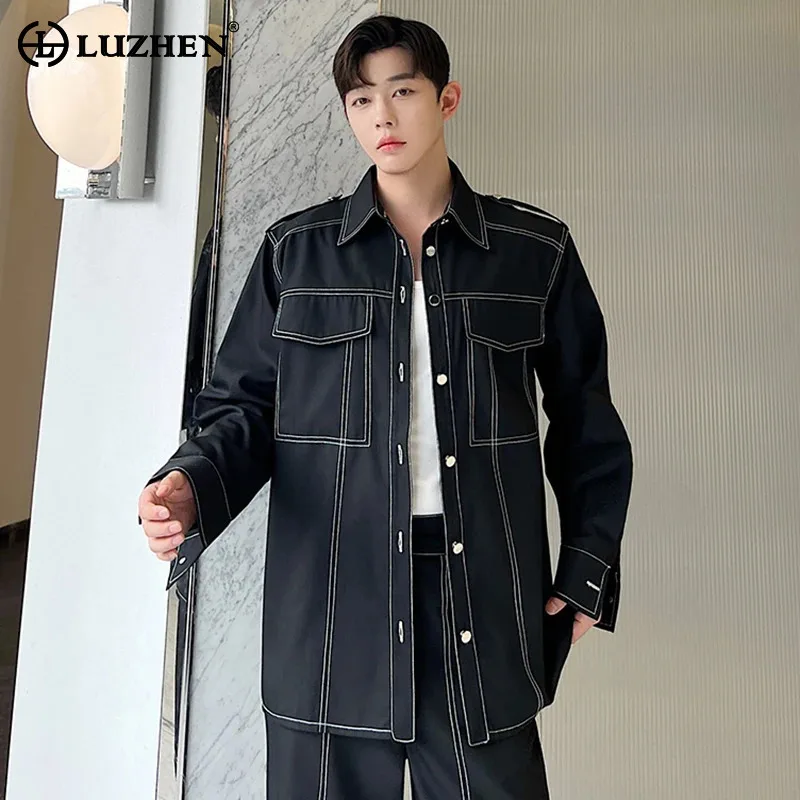 

LUZHEN Pockets Splicing Original Shirts Jacket Street Men Fashion Korean Design Casual Cardigan Trendy 2024 Niche Design LZ6216