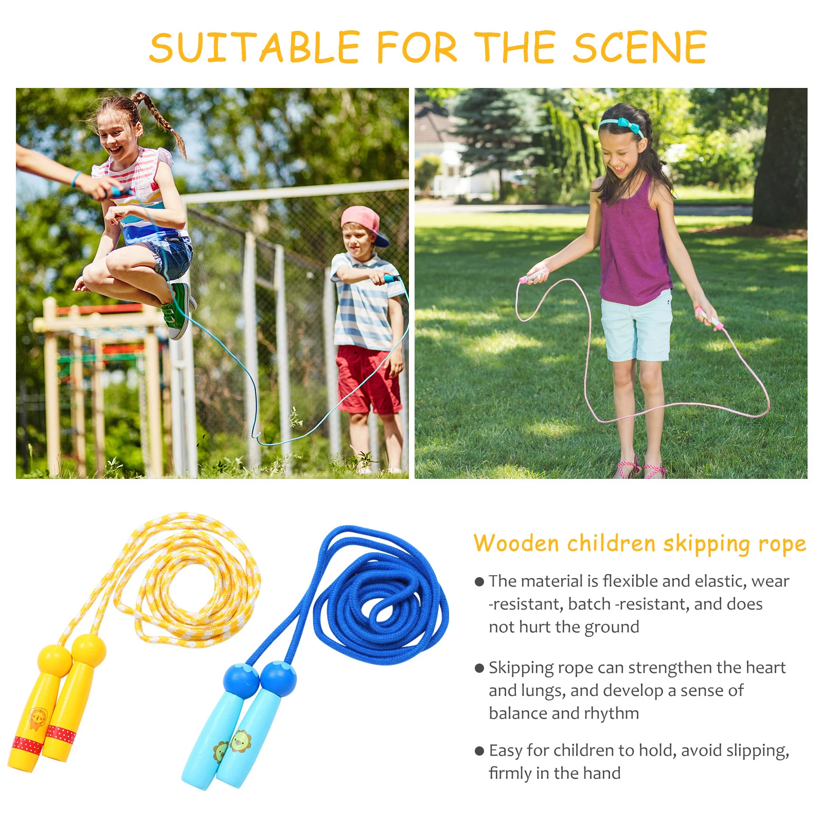 

2Pcs Wooden Handle Jump Ropes Lightweight Durable Skipping Ropes for Fitness Exercises Balance Training Jump Rope