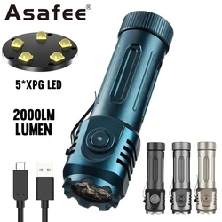 Asafee XPG LED Steel Cannon Flashlight Magnetic Torch SOS Red Light Rechargeable Lantern Waterproof Lamp Rechargeable Mini Tiki