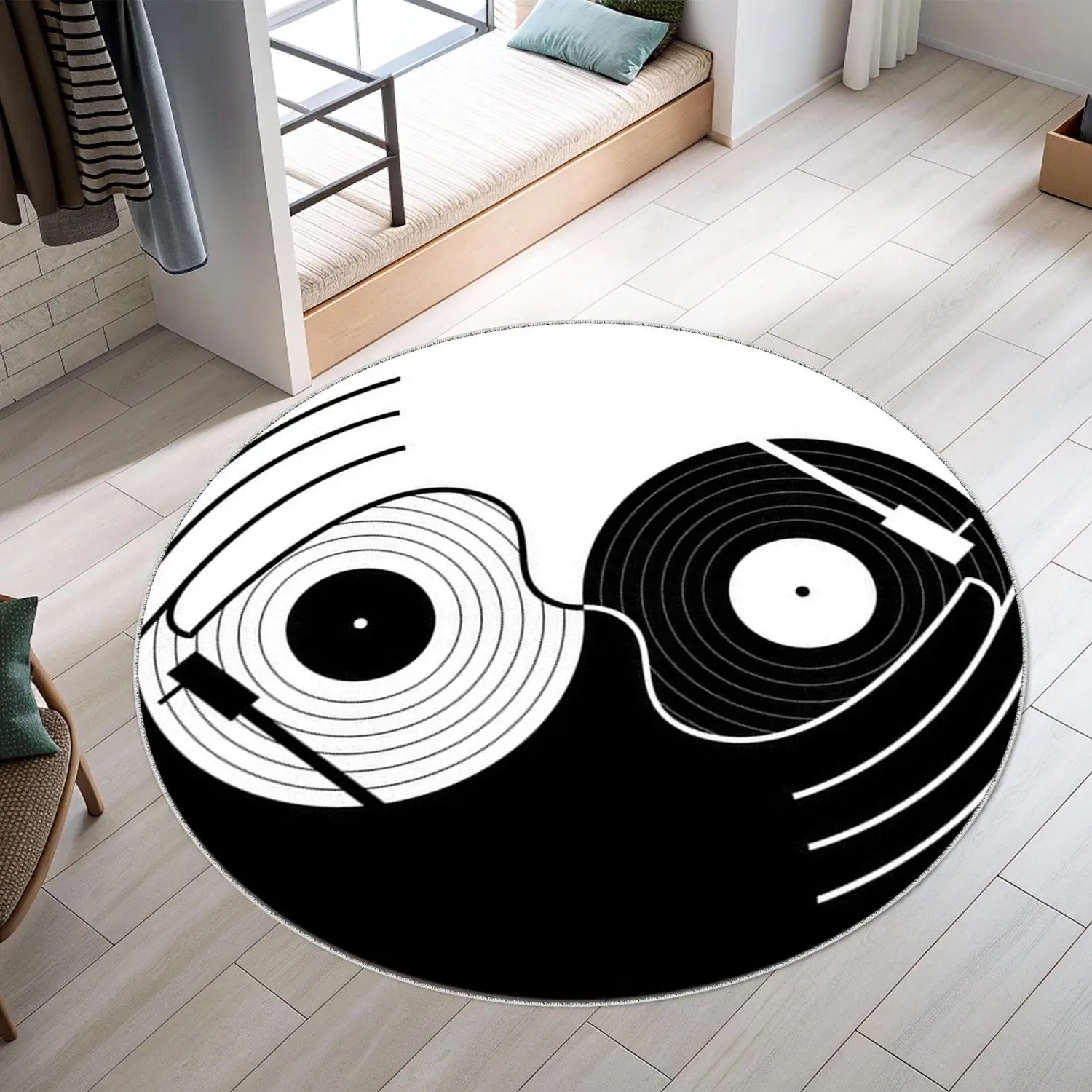 [Room Decorative Carpet] Yin-Yang Carpet, Classic Record Carpet, Round Carpet, Music Carpet, Music Room Carpet, Personalized Carpet, Awesome Carpet, Unique Carpet, Small Carpet, Gift for Him