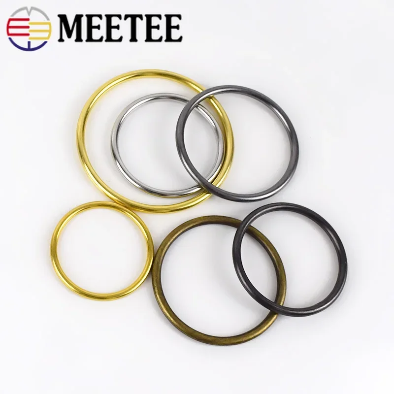 Meetee 10pcs O Ring Buckles Metal Round Circle 20-50mm for Clothing Handbag Rings Button Hardware Leather Crafts Accessories