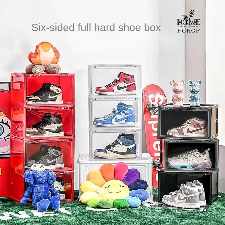 

AJ transparent all-hard plastic shoe box basketball shoe storage rack dust-proof shoe cabinet