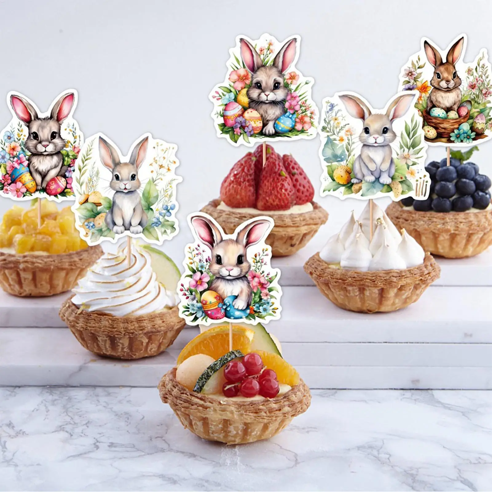 Oster-Hasen Cupcake-Topper Fröhliche Osterhasen Dessert-Dekorationen Kindergeburtstag Tortendekoration Partyzubehör