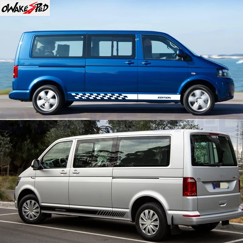 

T5 T6 Edition Long Stripes Car Body Door Side Skirt Sticker For-Volkswagen Transporter Caravelle California Multivan Van Camper