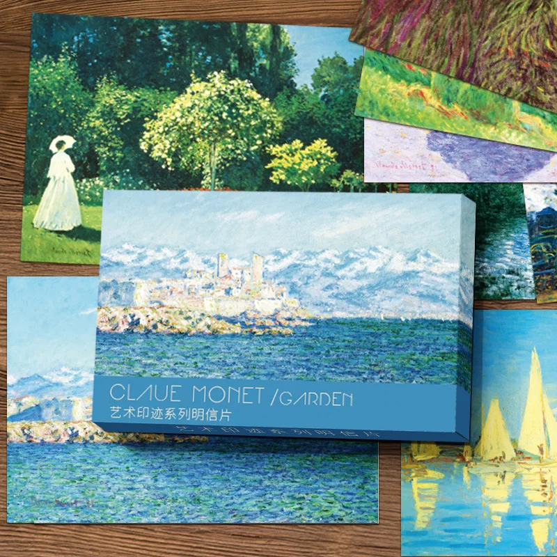 30 Sheets Claude Monet Oil Painting Postcards Vintage Art Greeting Wish Cards Fashion Gift