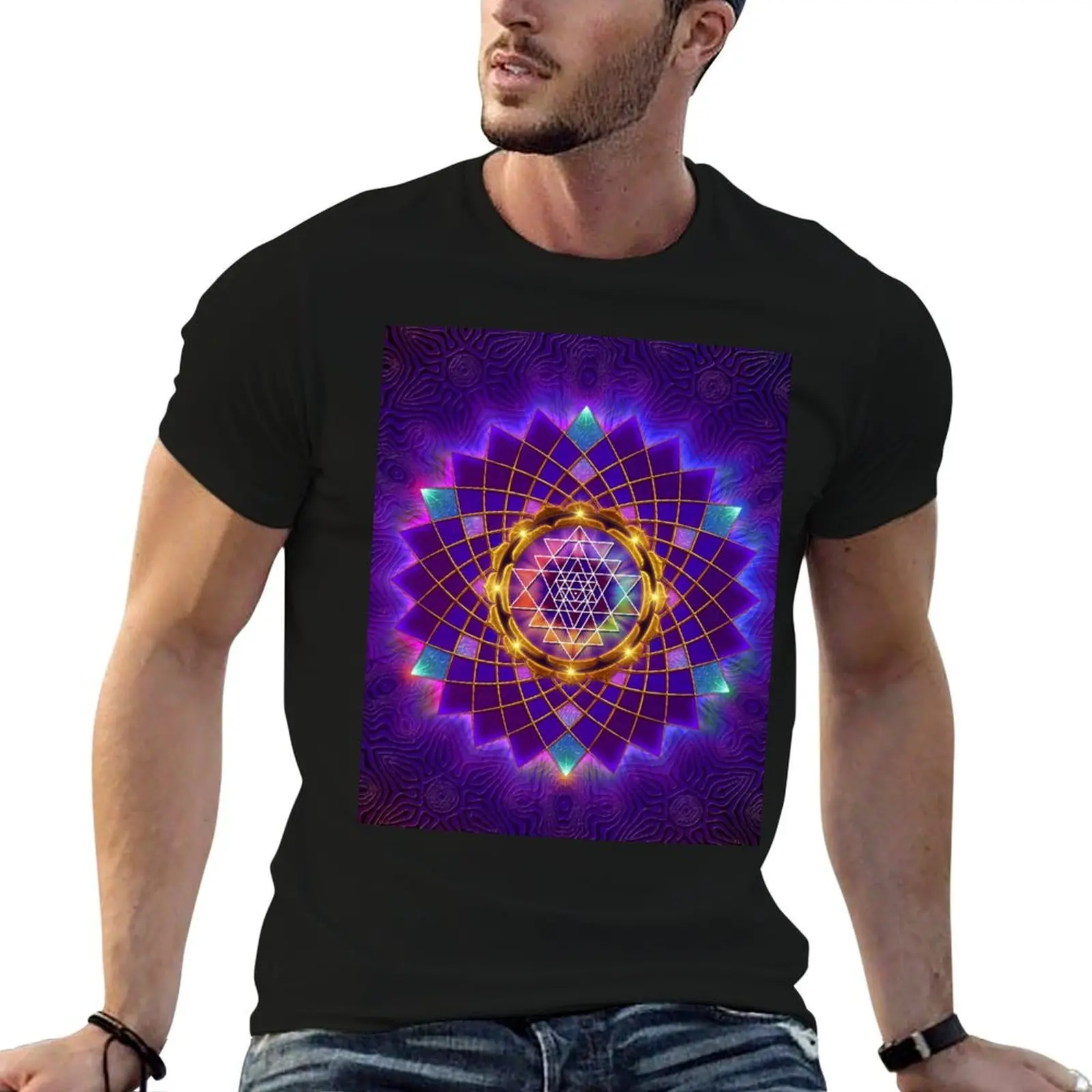 

Sri man anime shirt T-Shirt tshirt plain Yantra t Healing Mandala