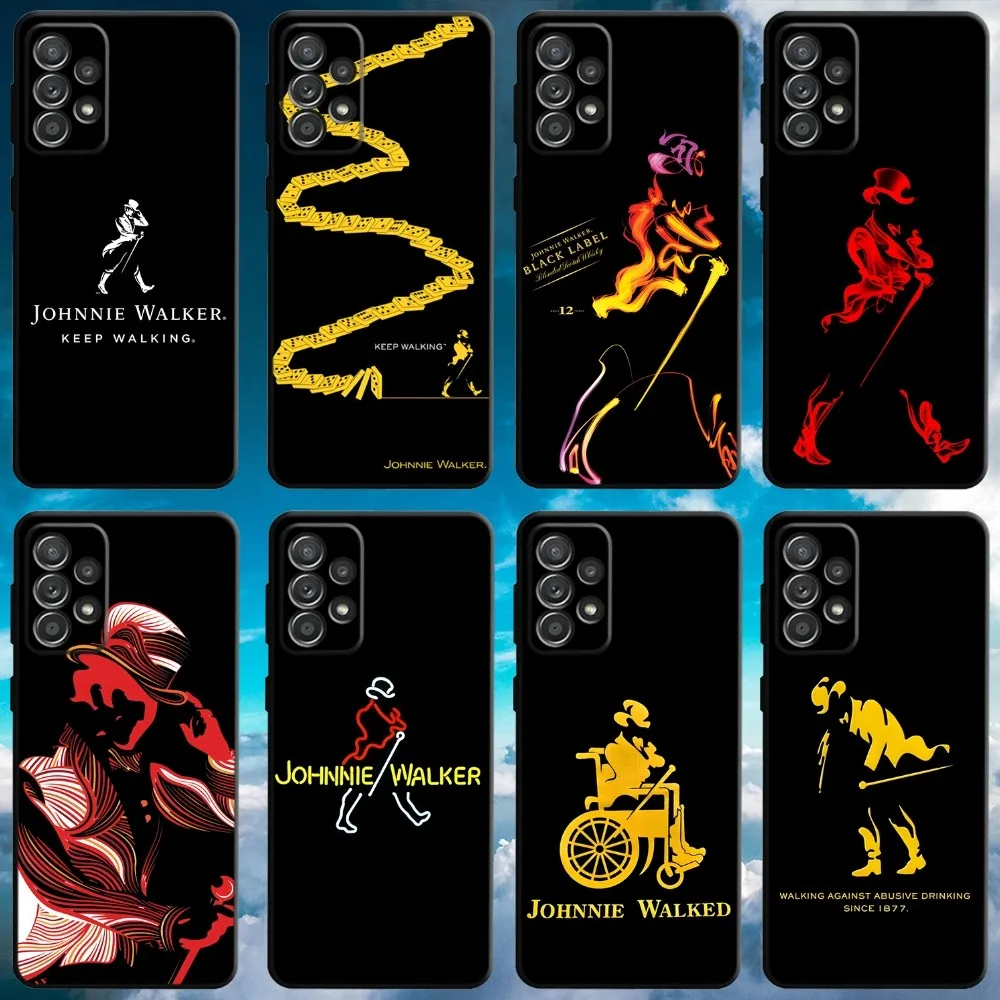 J-Johnnie Walker Logo Phone Case For Samsung S21,S22 Ultra,S20,S30 plus,S22 plus,S23,S30 ultra 5G Soft Black Cover