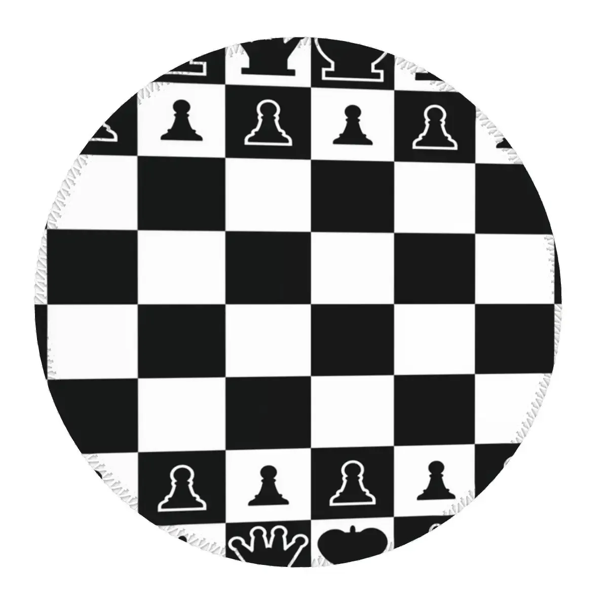 Chess Board Black And White Grid Checkered Round Mouse Pad Computer Keyboard Mouse Mat Gaming Laptop Desk Mat
