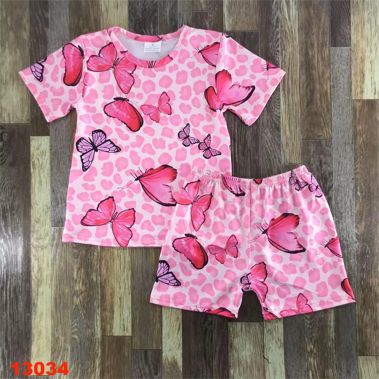 Pink butterfly  girl Valentine's day Boys and baby Sets short sleeves and shorts Kids clothes loving romantic childrens clothes