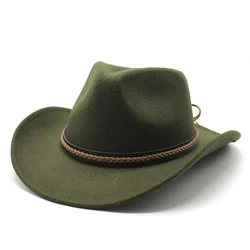 Sombrero de vaquero occidental Vintage para Hombre, gorra de Jazz con ala ancha de cuero, Sombrero de Iglesia, nuevo