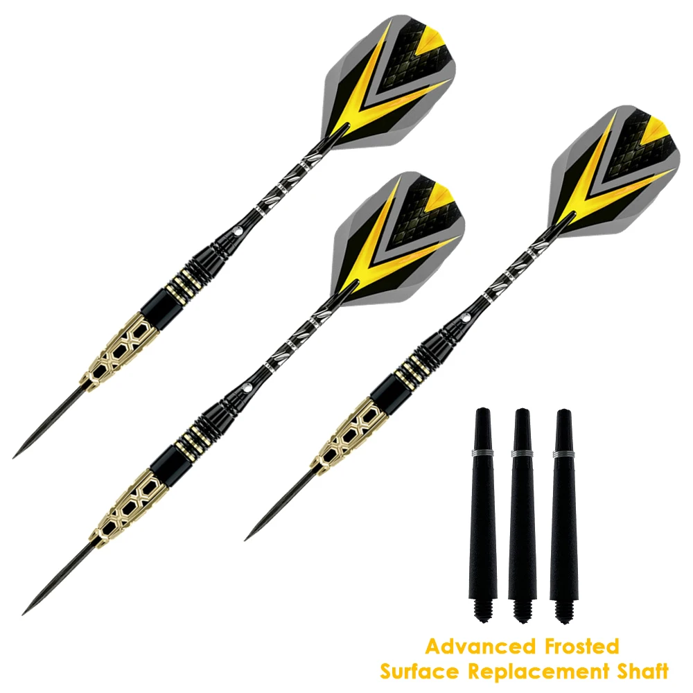 3 Pcs Professional Dart Set 22g Metal Tip Precision Engraved Brass Barrel with Extra Nylon Shaft Protector Dart Case