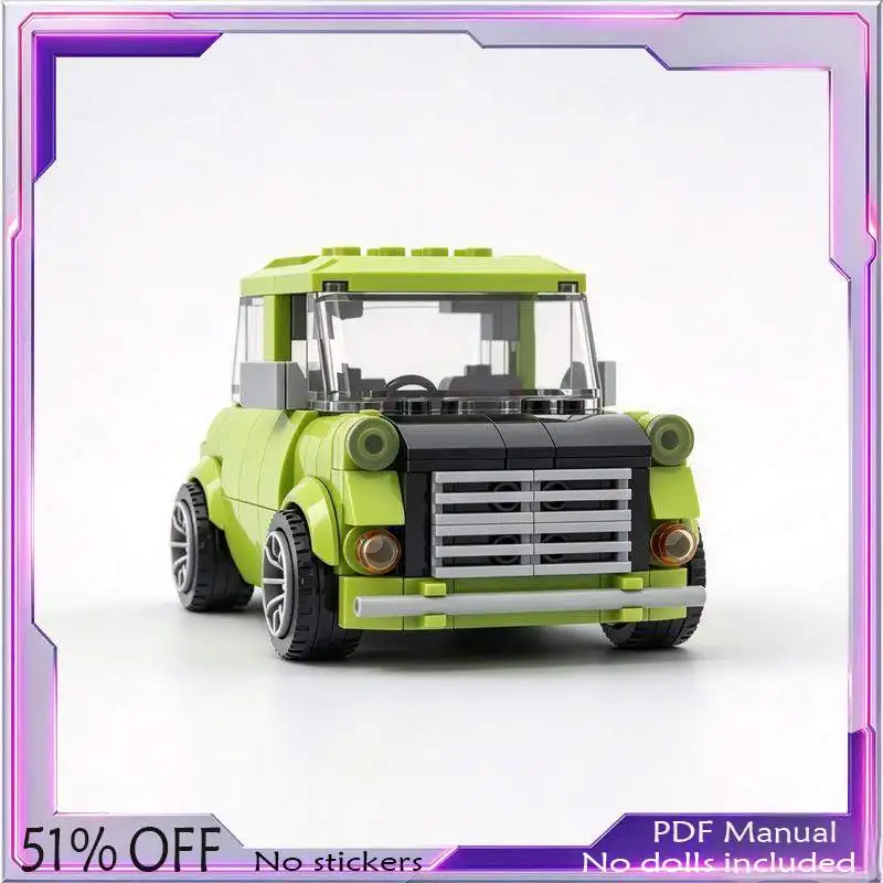 242PCS Retro Green Classic British Compact Car Model MOC Building Blocks Creative Idea DIY Assembly Collection Display Gift