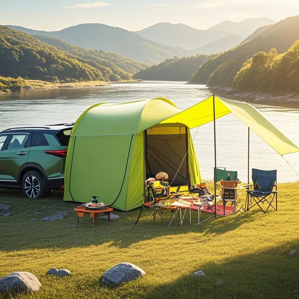 

SUV Tailgate Tent for Outdoor, Easy Set Up Tent,SUV Tent for Camping, Outdoor 4 Person Car Camping Tent,Fits Minivans,