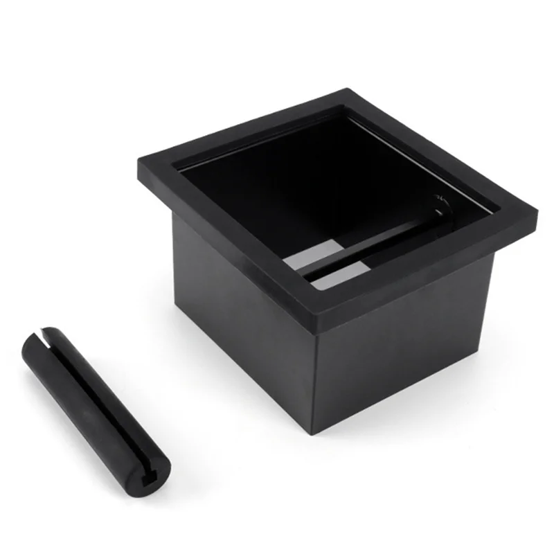 

A28F-Coffee Grounds Box Desktop Embedded Hollow Bottomless Grounds Box Square Stainless Steel Coffee Knocking Grounds Bucket Dur