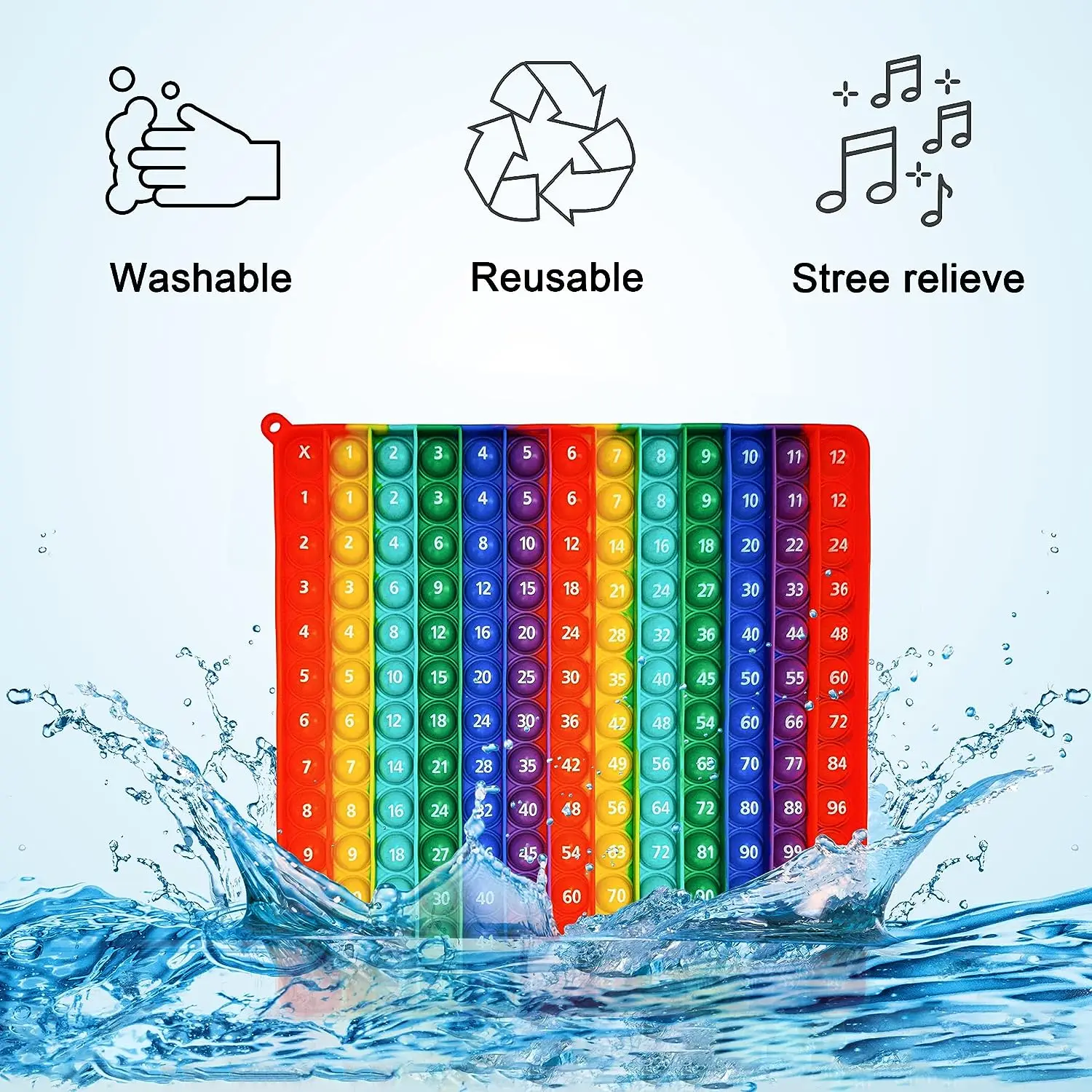 1-12 Multiplication Addition Push  Its Bubble Fidget Sensory Toys, Silicone Rainbow Teaching Aids, Math Toys