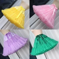 Enagua de tul plisada en capas para mujer, tutú hinchado para fiesta, falda de Cosplay, cintura elástica, faldas de baile de Ballet de princesa, enagua