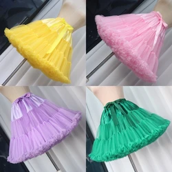 Womens Layered Pleated Tulle Petticoat Tutu Puffy Party Cosplay Skirt Elastic Waist Princess Ballet Dance Pettiskirts Underskirt