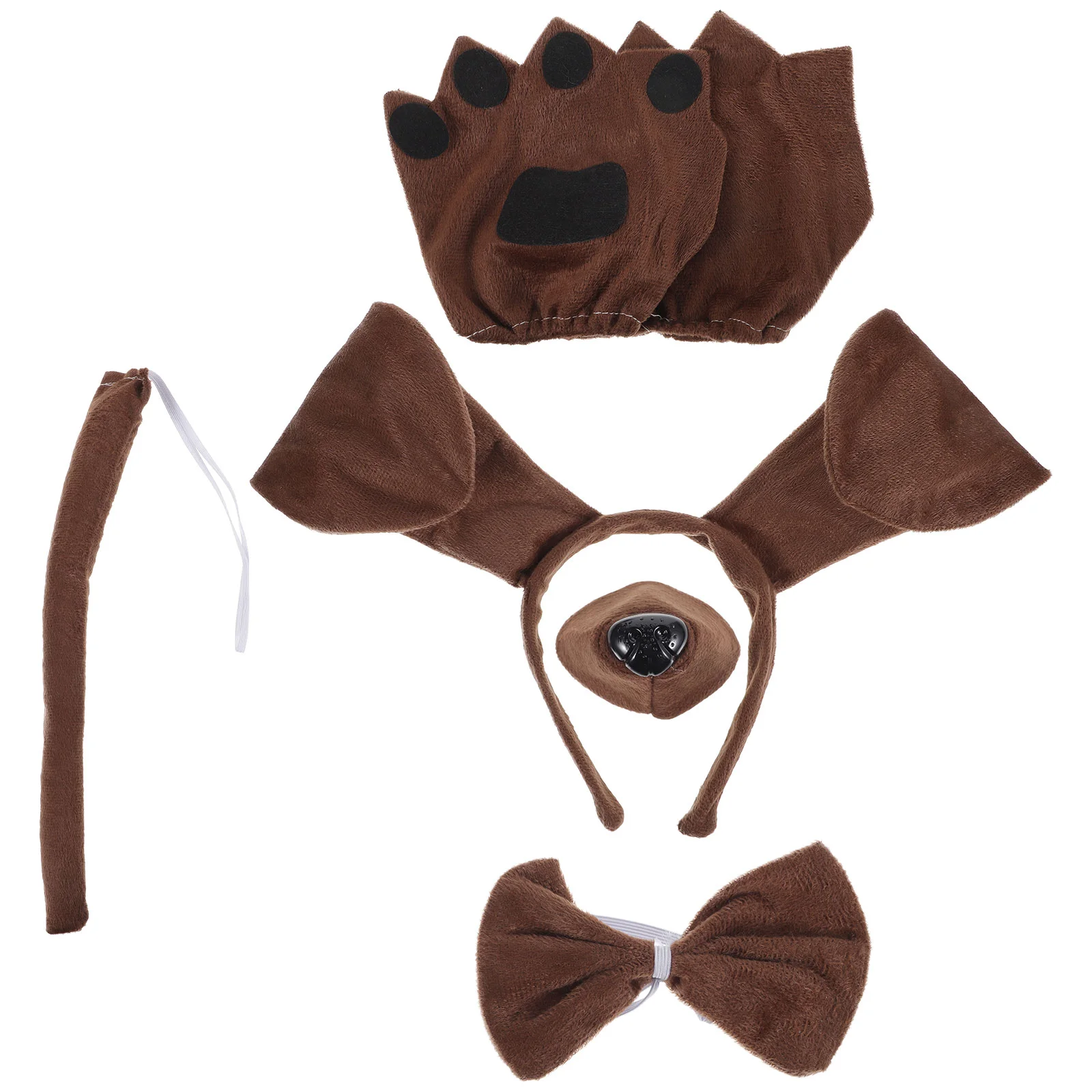 소시지 개 머리띠 세트 내구성 어린이 의상 개 귀 꼬리 유치원 동물 의상 액세서리 착용 방지 강아지